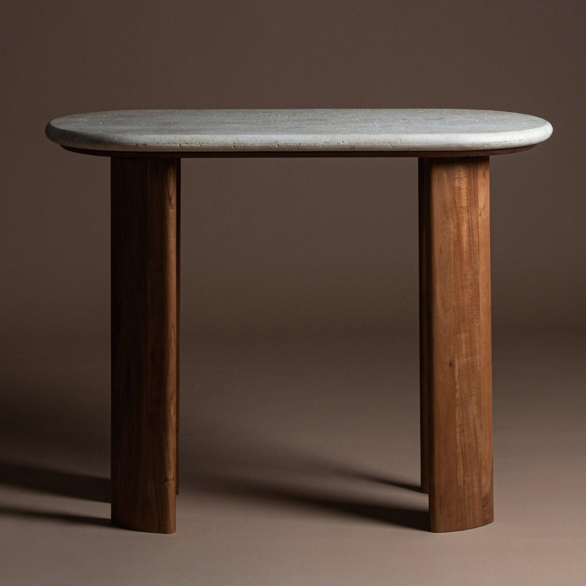 Abacus Console Table | Travertine Marble and Acacia Wood