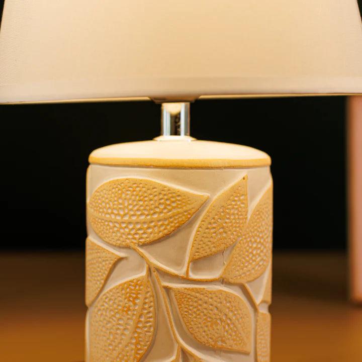 Ceramic Table Lamp with Cotton Shade | Modern Bedside Lamp for Living Room & Study