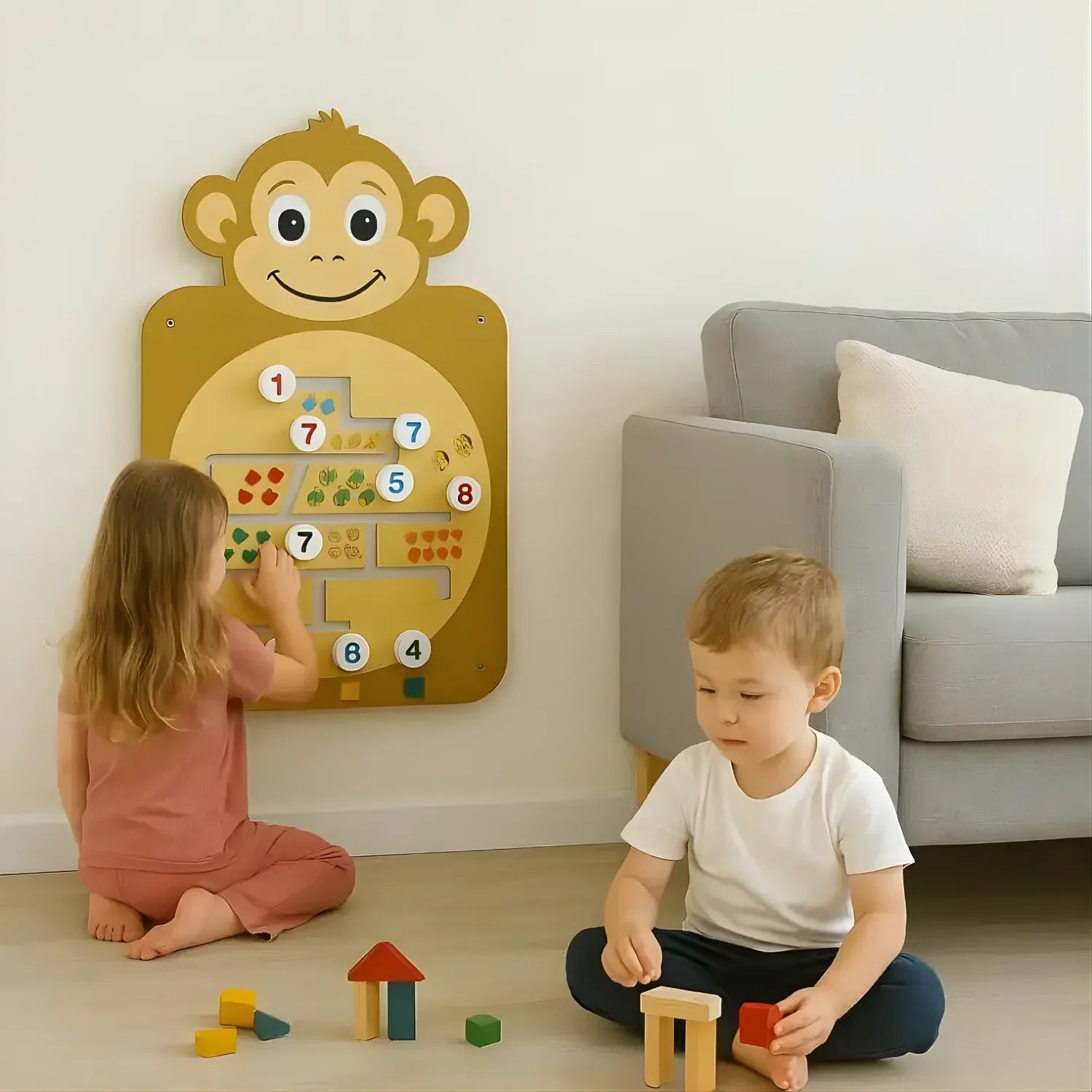 Learning Wall Mounted Monkey Wall Toy for Kids is fun