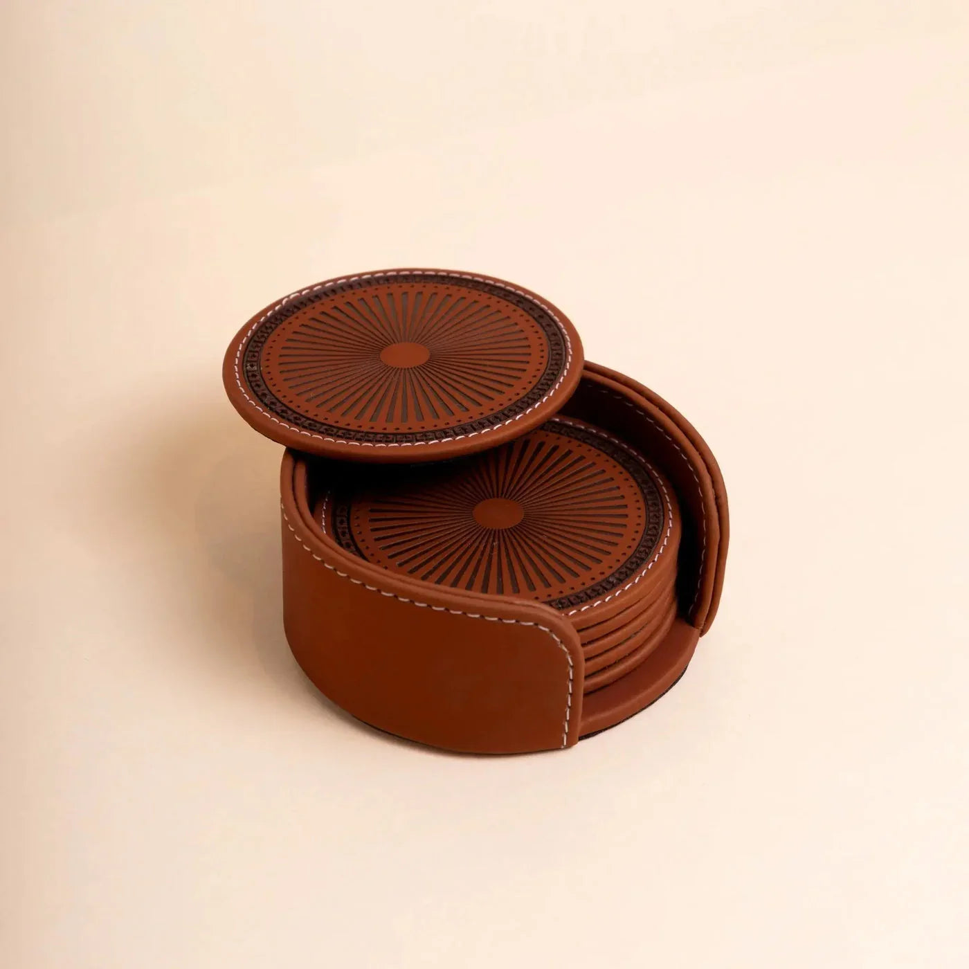 Sepia Homes | Aura Leather Coaster Set – Stylish Surface Protection