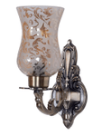 Traditional Meena Aluminium Single Light Wall Sconce with Golden Etched Glasses