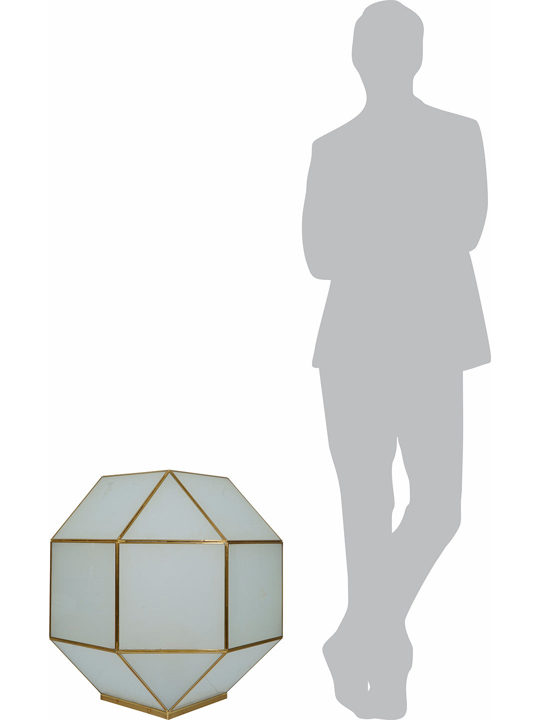 Geometric Grandeur: Frosted Glass Large Gate Light with Gold Frame