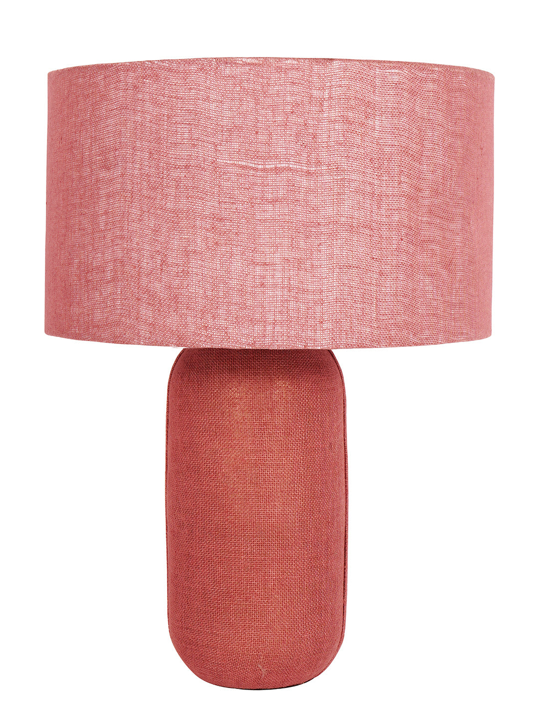 Rustic Red Oxide Jute & Fabric Capsule Table Lamp