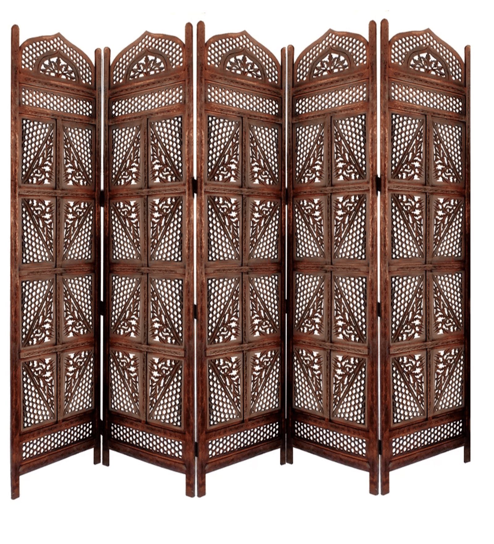 Mango Wood Folding Room Divider with Decorative MDF Jali