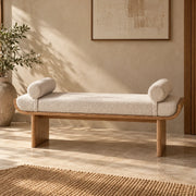 Norvex Ash Wood & Fabric Upholstery Bench