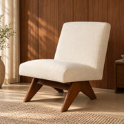 Solace Solid Teak Wood & Fabric Upholstery Chair