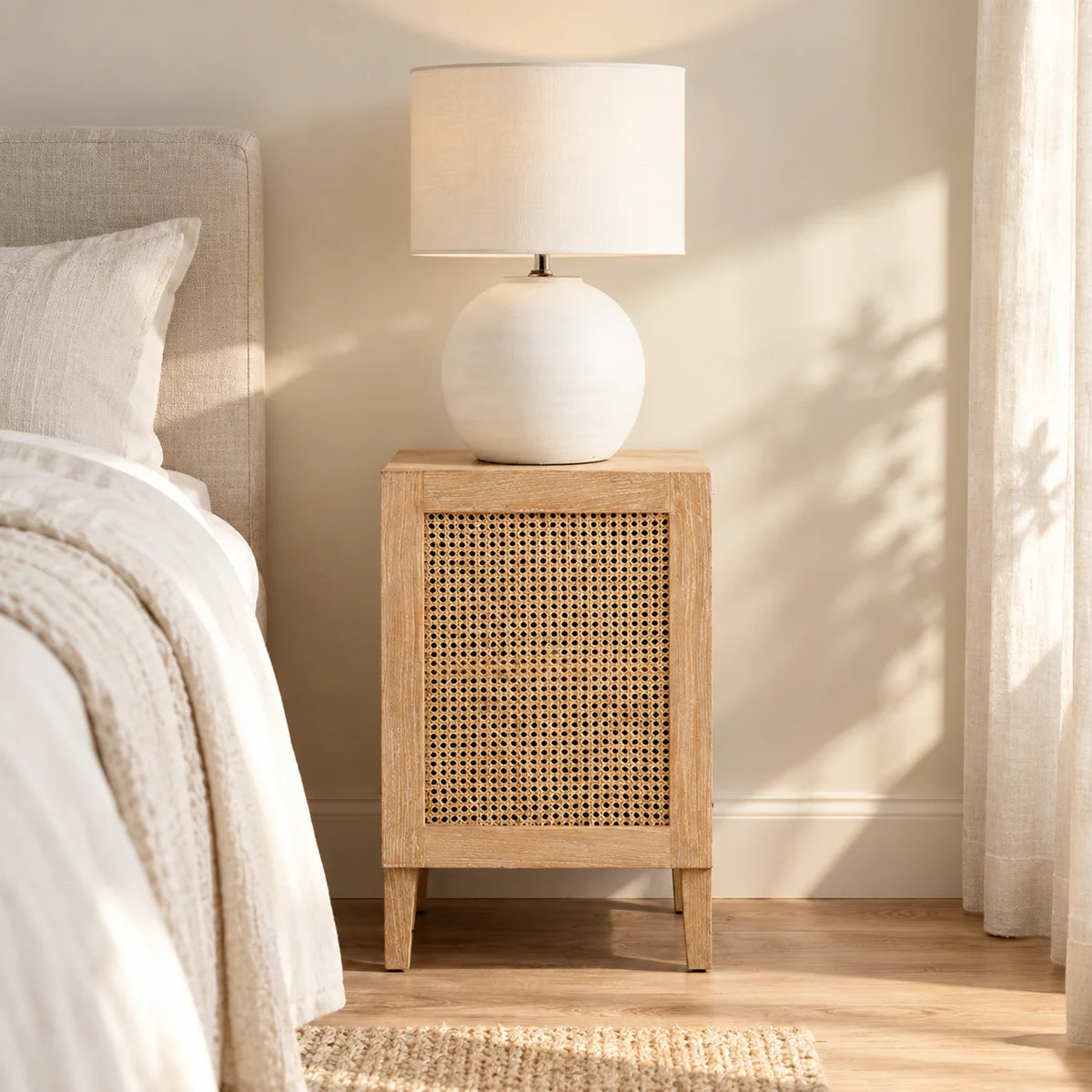 Vikings Rattan Solid Wood Bedside Table