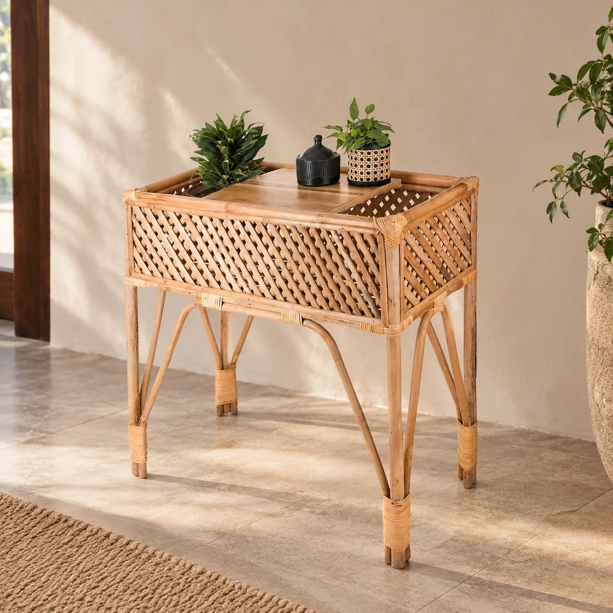 Natural Bamboo Console Table