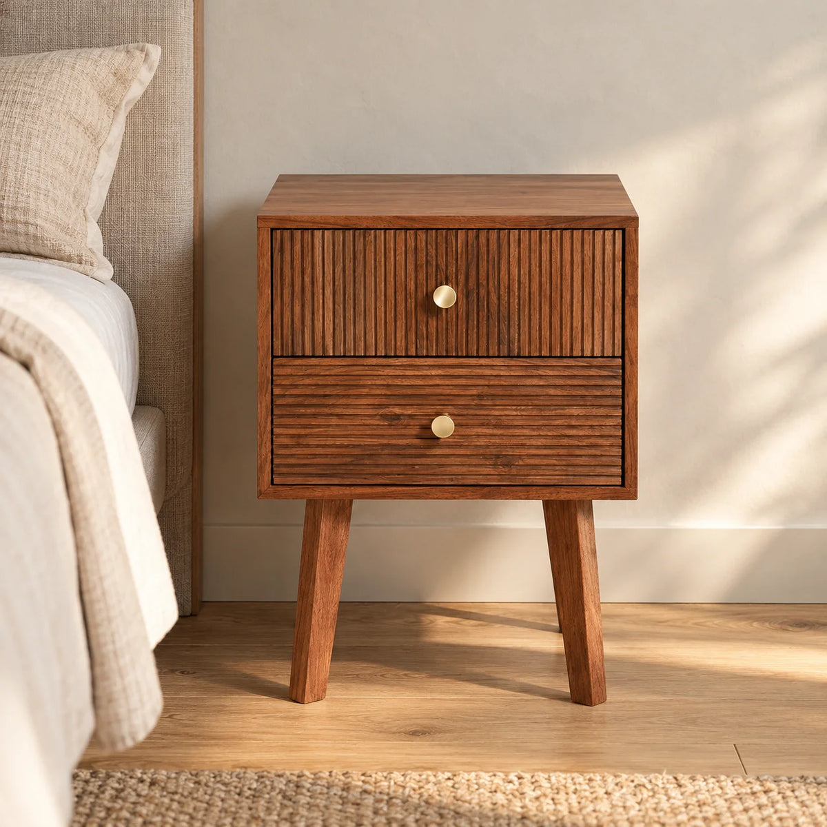 Hupp Bedside Table | Bedside Table with Drawer | Wooden Side Table for Living Room