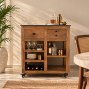 Wineyard 3-Drawer Bar Cart | Mobile Bar Cabinet