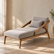 Meridin Teak Wood & Brass Buttons Chaise/Daybed
