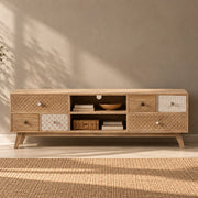 Jublee Carved Mango Wood TV Cabinet | Living Room TV Unit