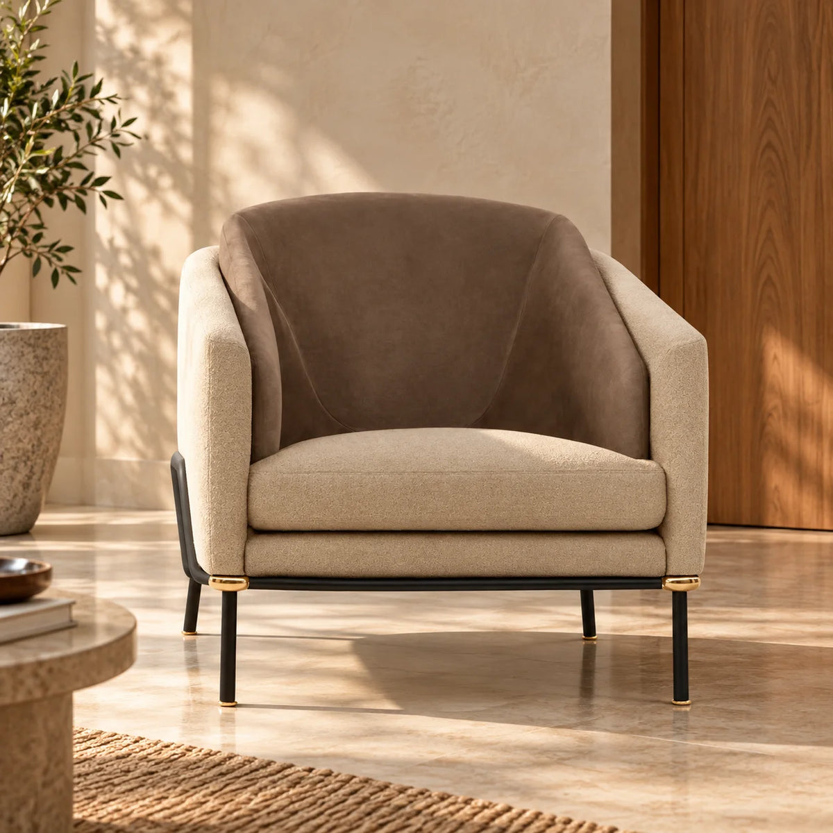 Avion Metal Legs & Fabric Upholstery Armchair