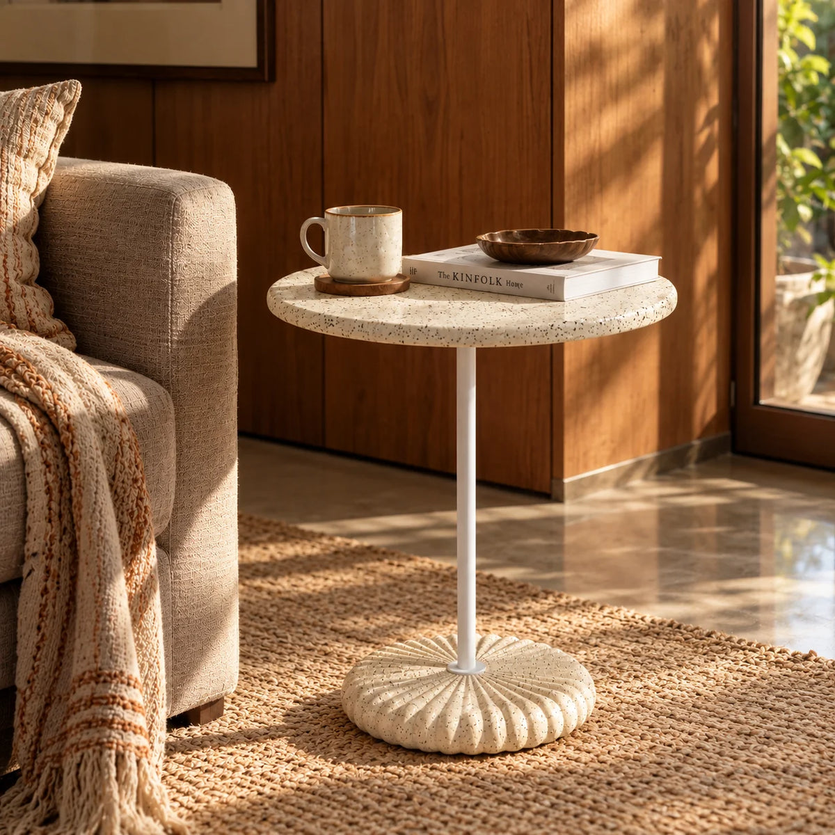 Modern Concrete Side Table | Minimalist Industrial Accent Table for Living Room & Bedroom