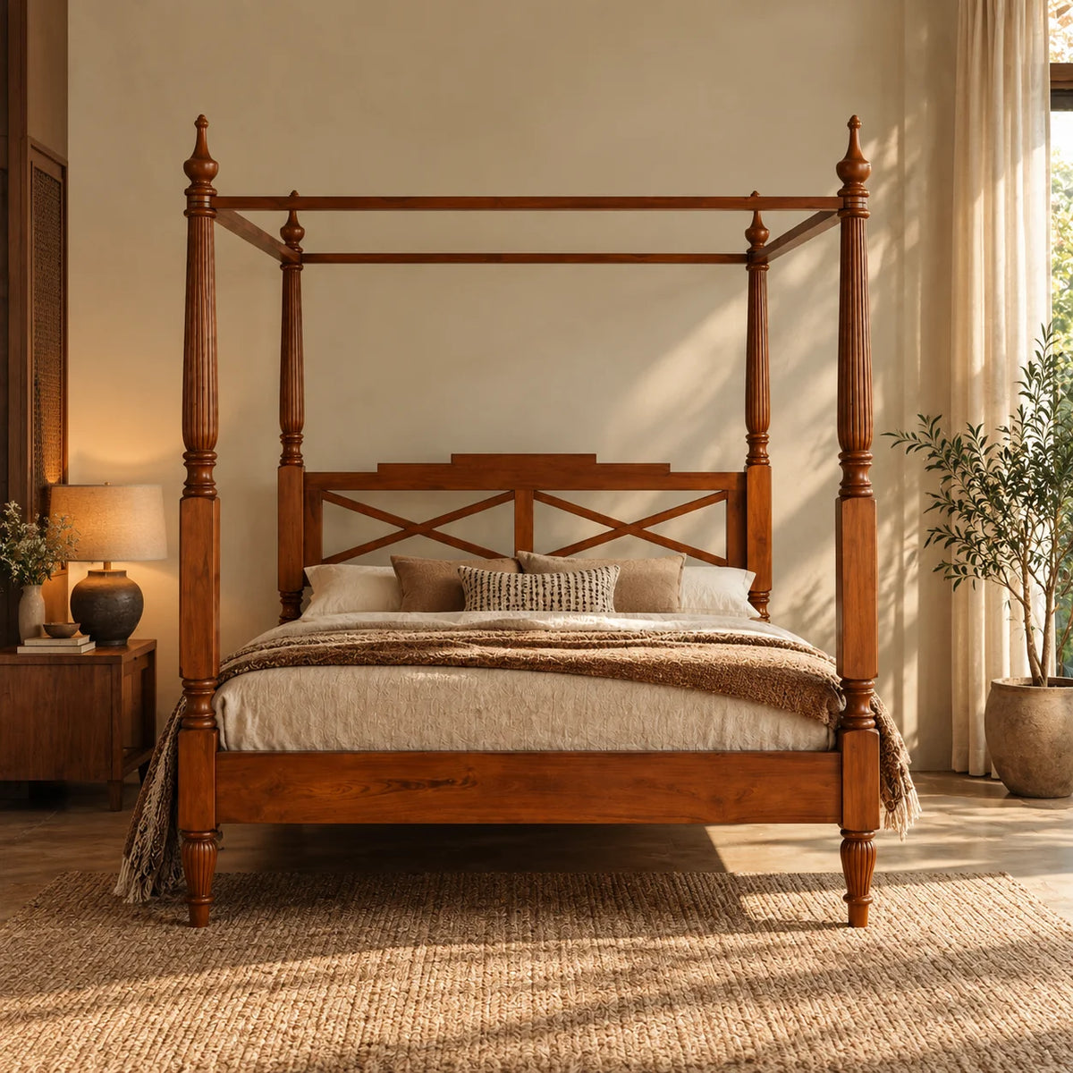 Khelma Teak Wood Poster Bed