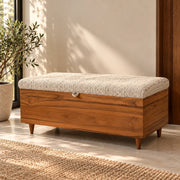 Monte Teak Wood Ottoman | Upholstered Blanket Box