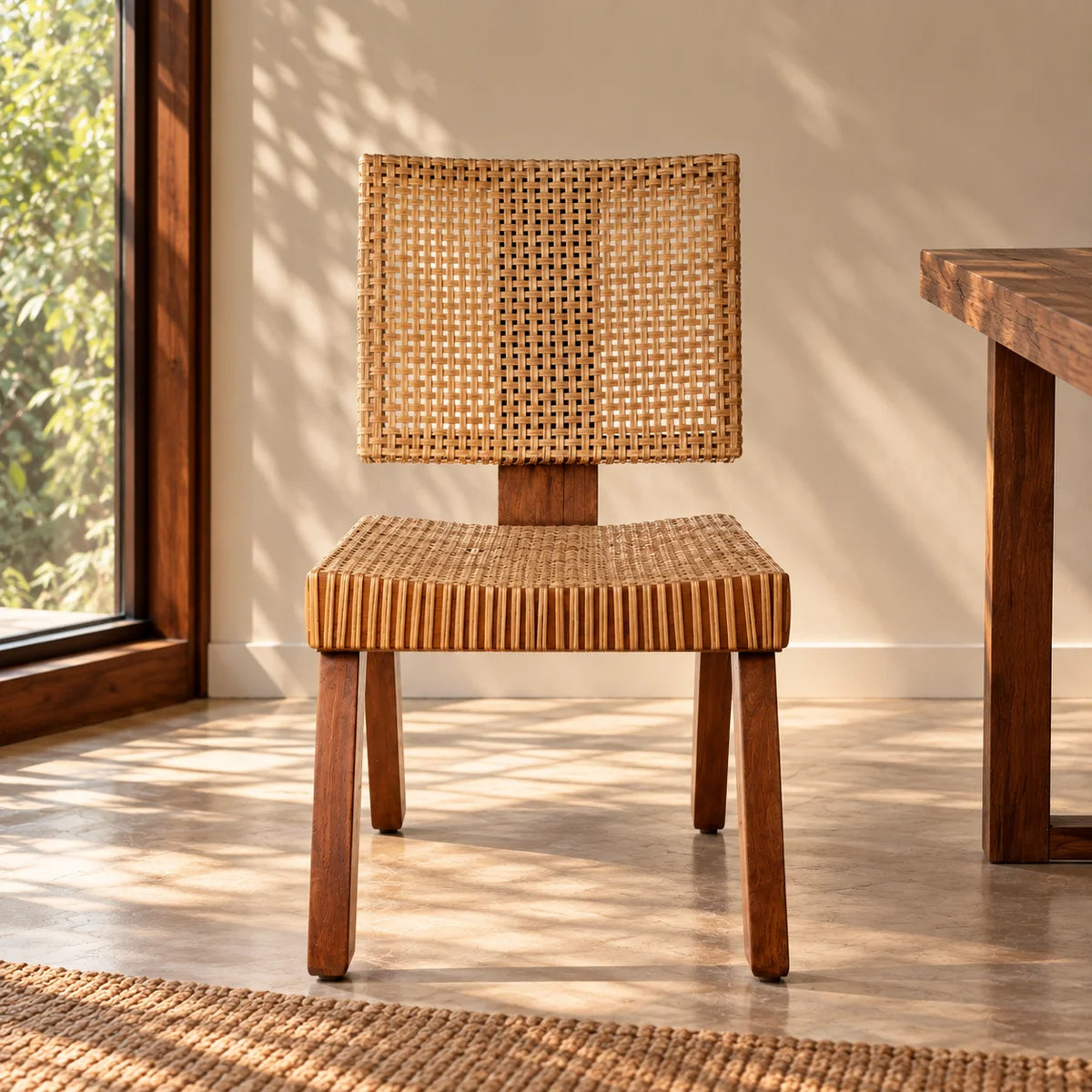Gio Teak Wood & Cane Chair | Designer Chair for Living Room