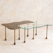 Elara Nesting Coffee Table Set of 2 | Glass Top Nesting Tables for Living Room