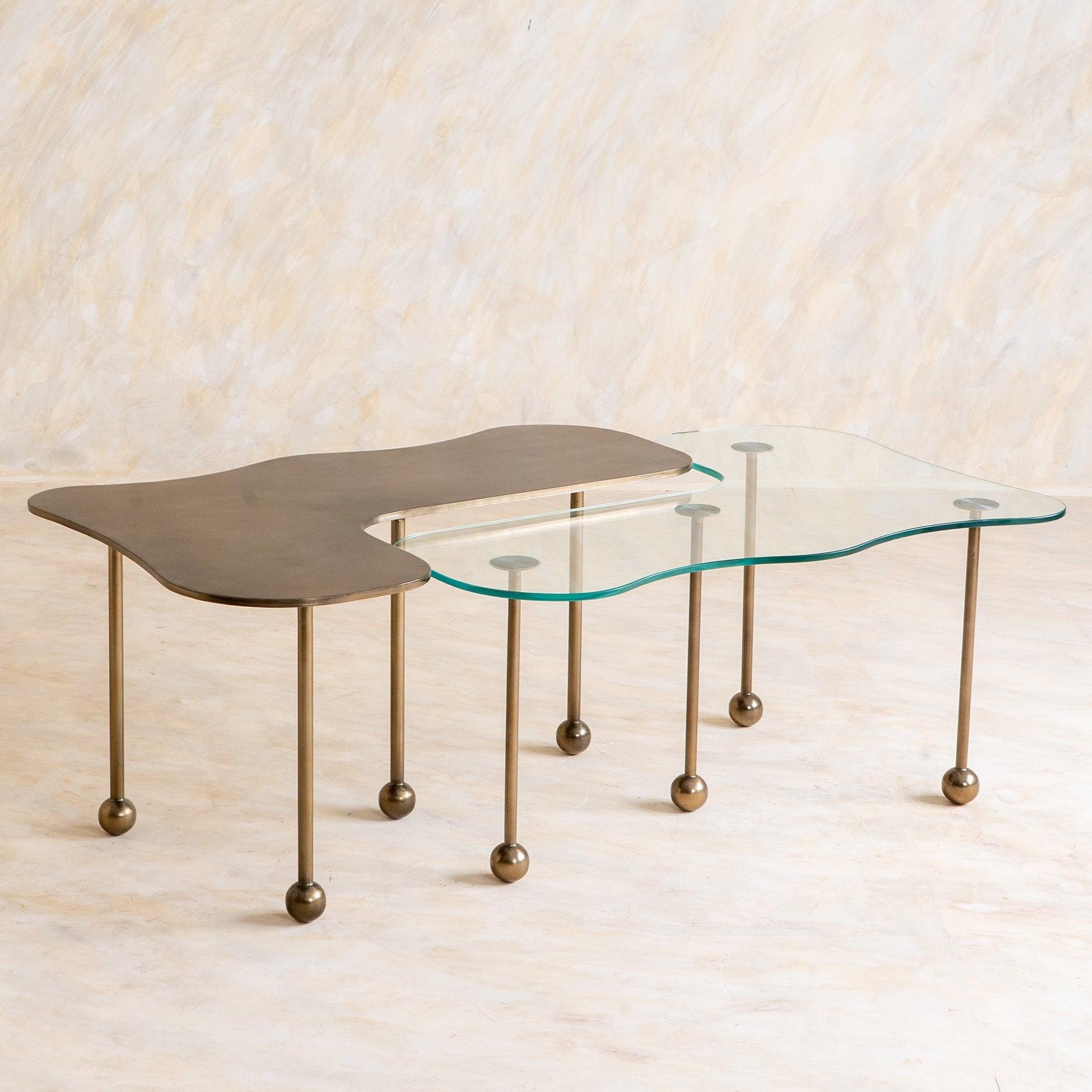 Elara Nesting Coffee Table Set of 2 | Glass Top Nesting Tables for Living Room