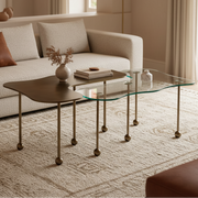 Elara Nesting Coffee Table Set of 2 | Glass Top Nesting Tables for Living Room