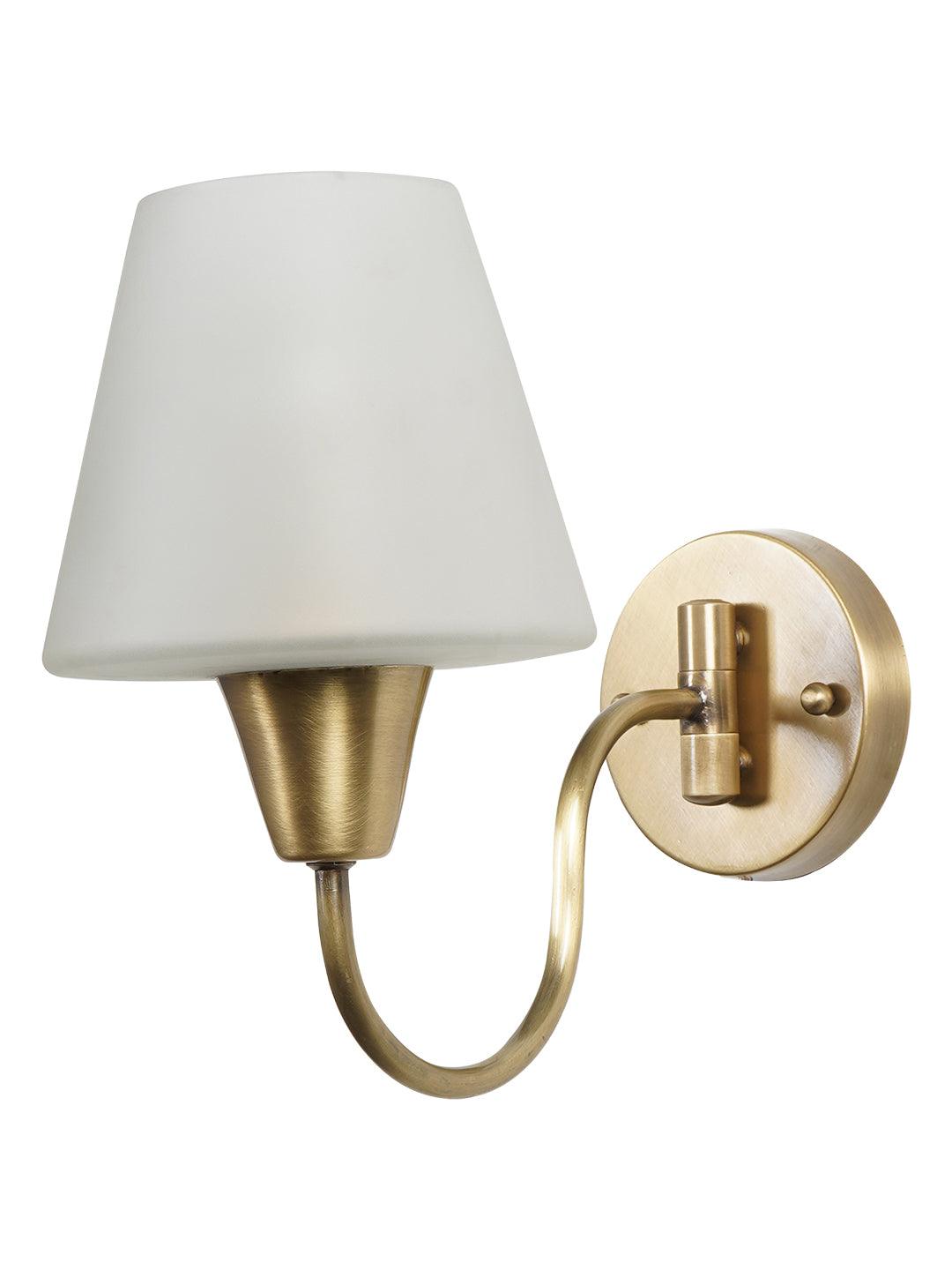 Gooseneck Brass Swivel Wall Sconce with Tapered Frosted Glass Shade