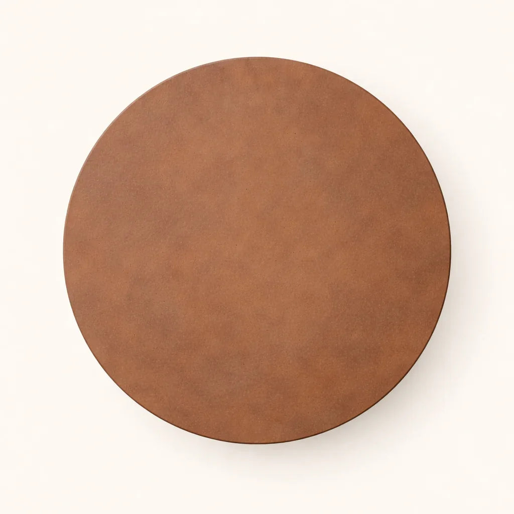 Terracotta Iron Side Table | Modern Round Metal Accent Table for Living Room