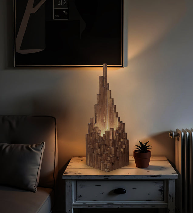 Emanate Wooden Table Lamp with Brown Base