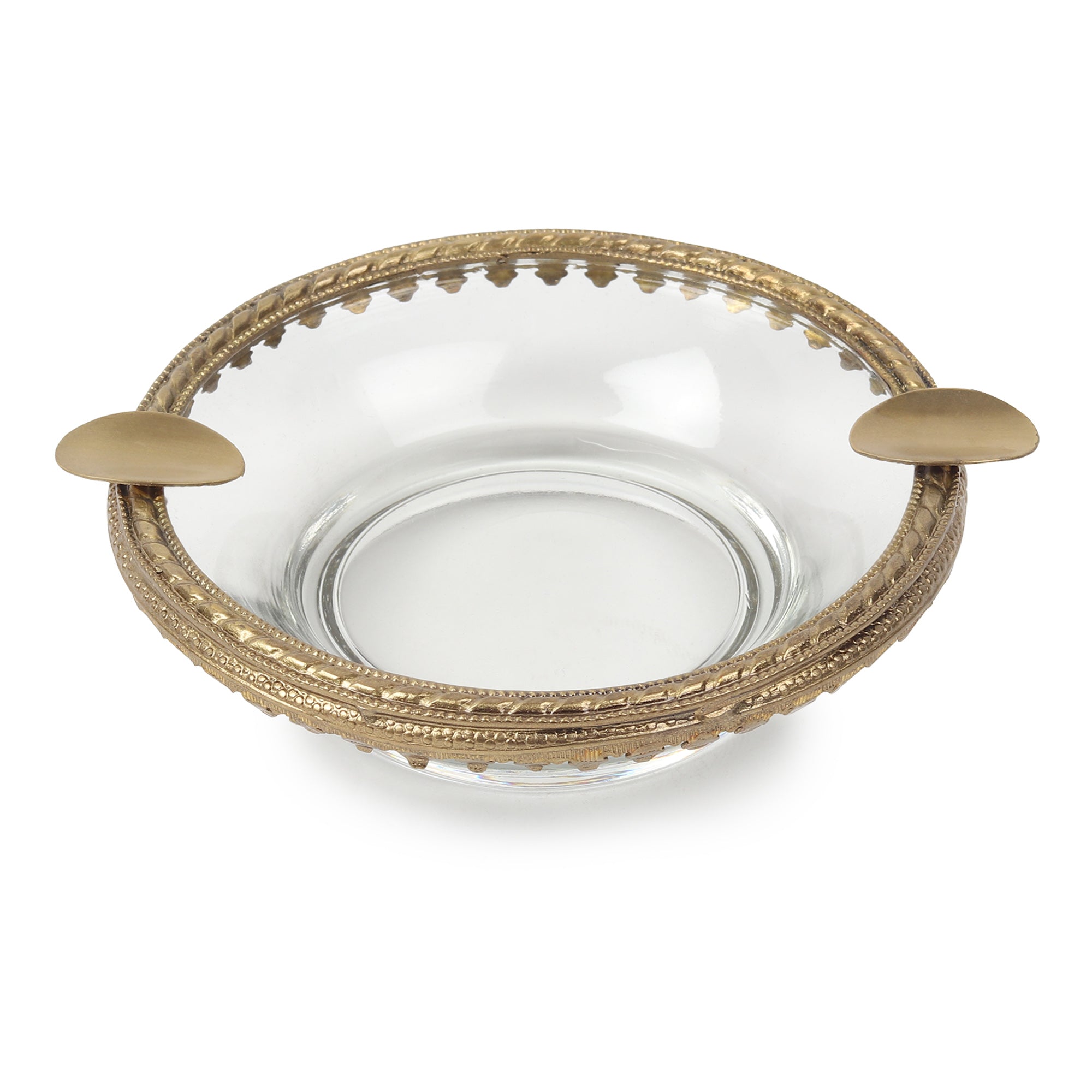 Crystal Ashtray with Brass Accent | Designer Ashtray for Home Décor