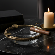 Crystal Ashtray with Brass Accent | Designer Ashtray for Home Décor