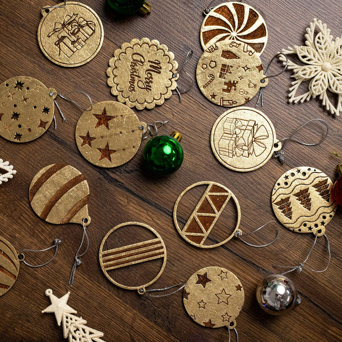 Round Baubles Ornament Set & Wooden Christmas Tree Decorations