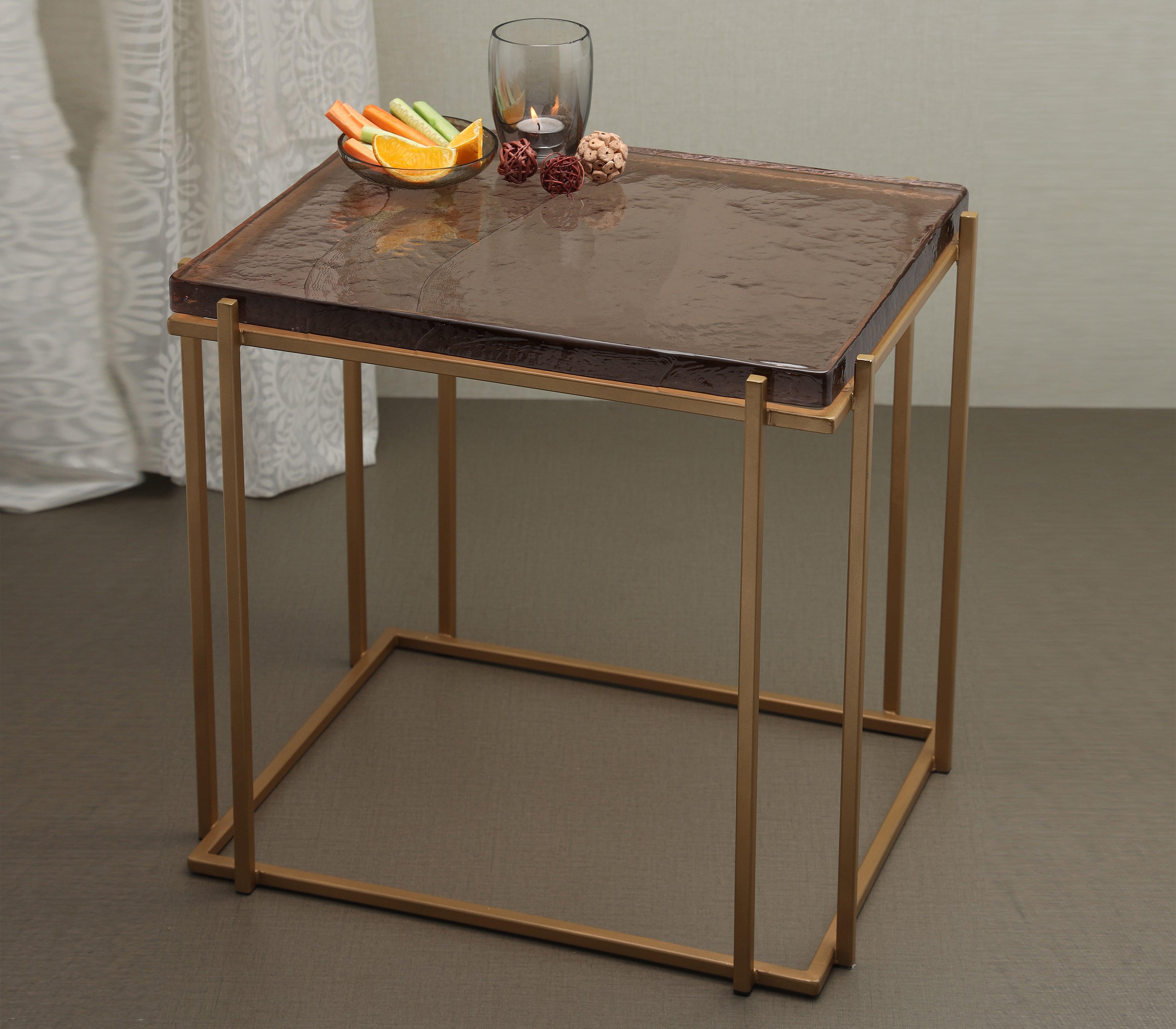 Panoplay Side Table for Living Room | Decorative Glass Tea Table  | Designer End Table