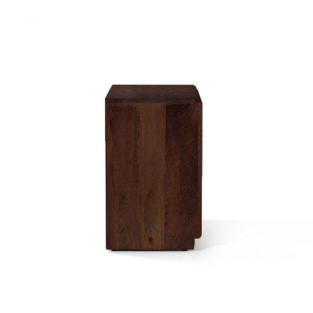 Nibley Solid Sheesham Wood Side Table with Storage | Bedside & Sofa Side Table with 2 Drawers