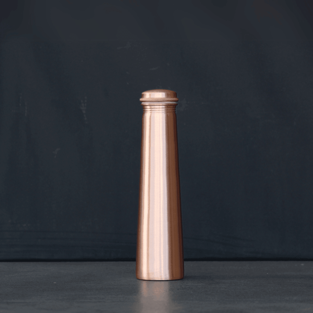Antique Copper Curved Bottle | Light Brown Thermos For Home & Office