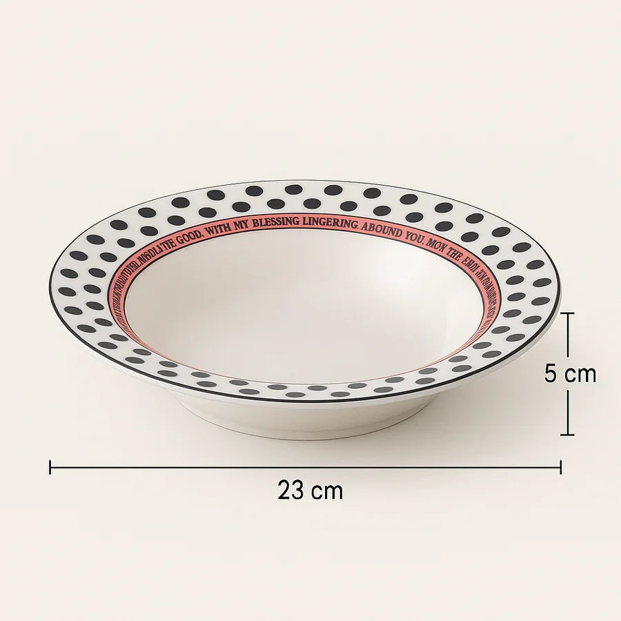 Polka Dot Ceramic Pasta Bowl – White with Black Dots