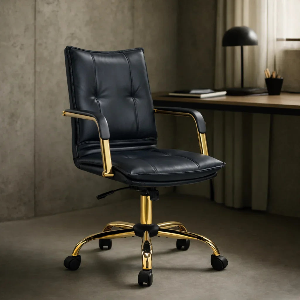 Velvet Office Chair | Ergonomic Study Chair with Metal Legs | Study Chair