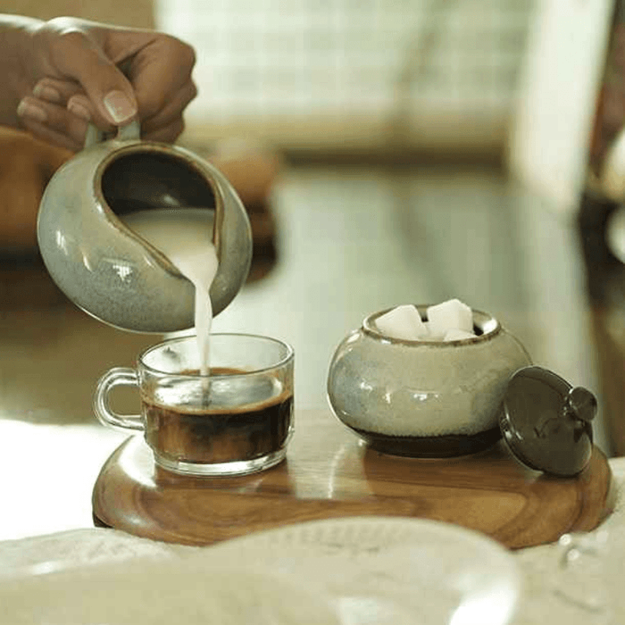 Corjuem Green Ceramic Milk & Sugar Pot | Cheeni Bartan For Serving Coffee