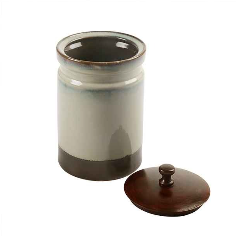 Corjuem Ceramic Storage Jar With Lid For Biscuit & Tea Sugar | Kitchen Essentials