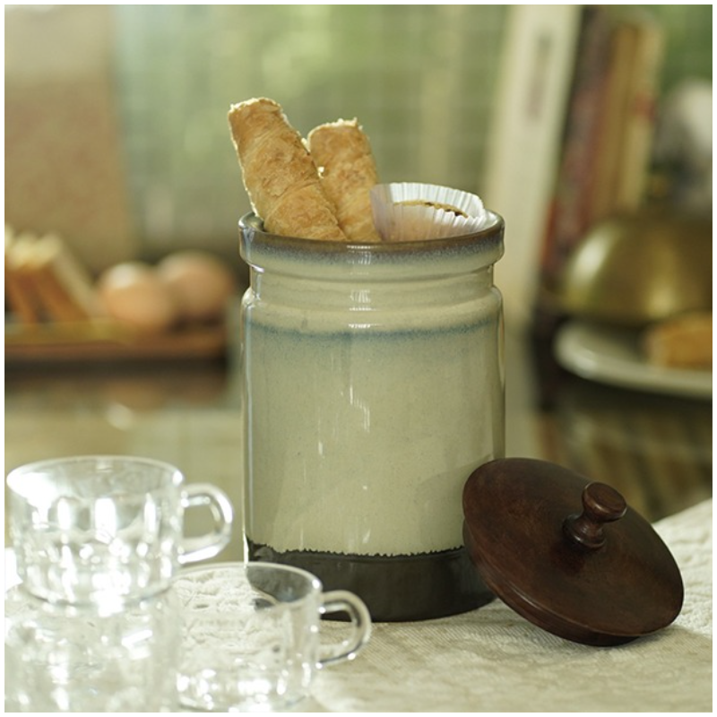 Corjuem Ceramic Storage Jar With Lid For Biscuit & Tea Sugar | Kitchen Essentials
