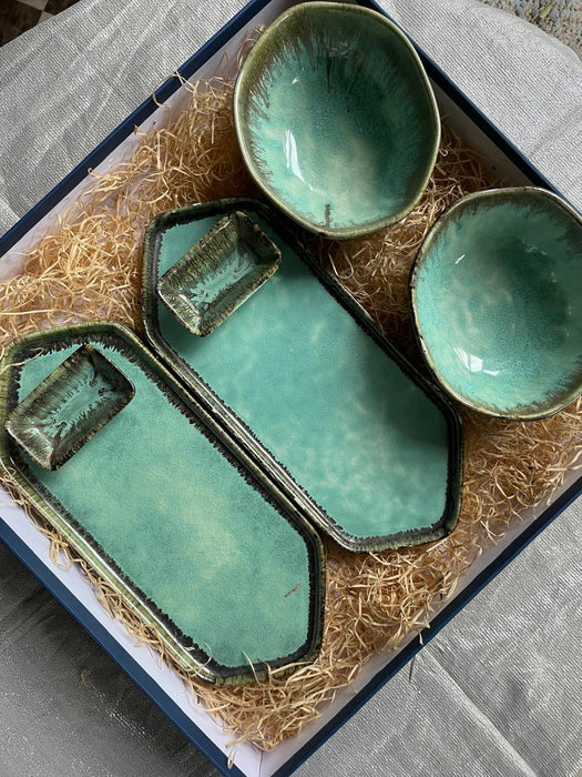 Sea Green Serving Platters