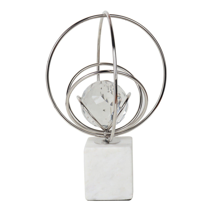 Elysian Rings Crystal Ball Sculpture