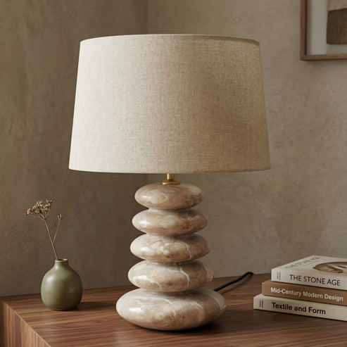 Kora Panther Marble Table Lamp Base | Luxury Natural Stone Lamp for Modern Interiors