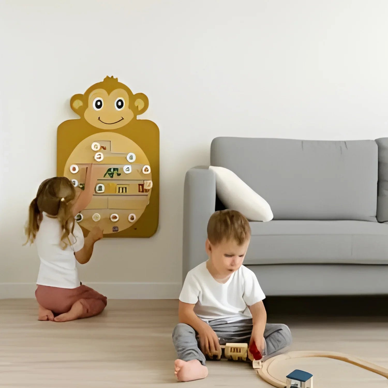 Learning Wall Mounted Monkey Wall Toy for Kids is fun