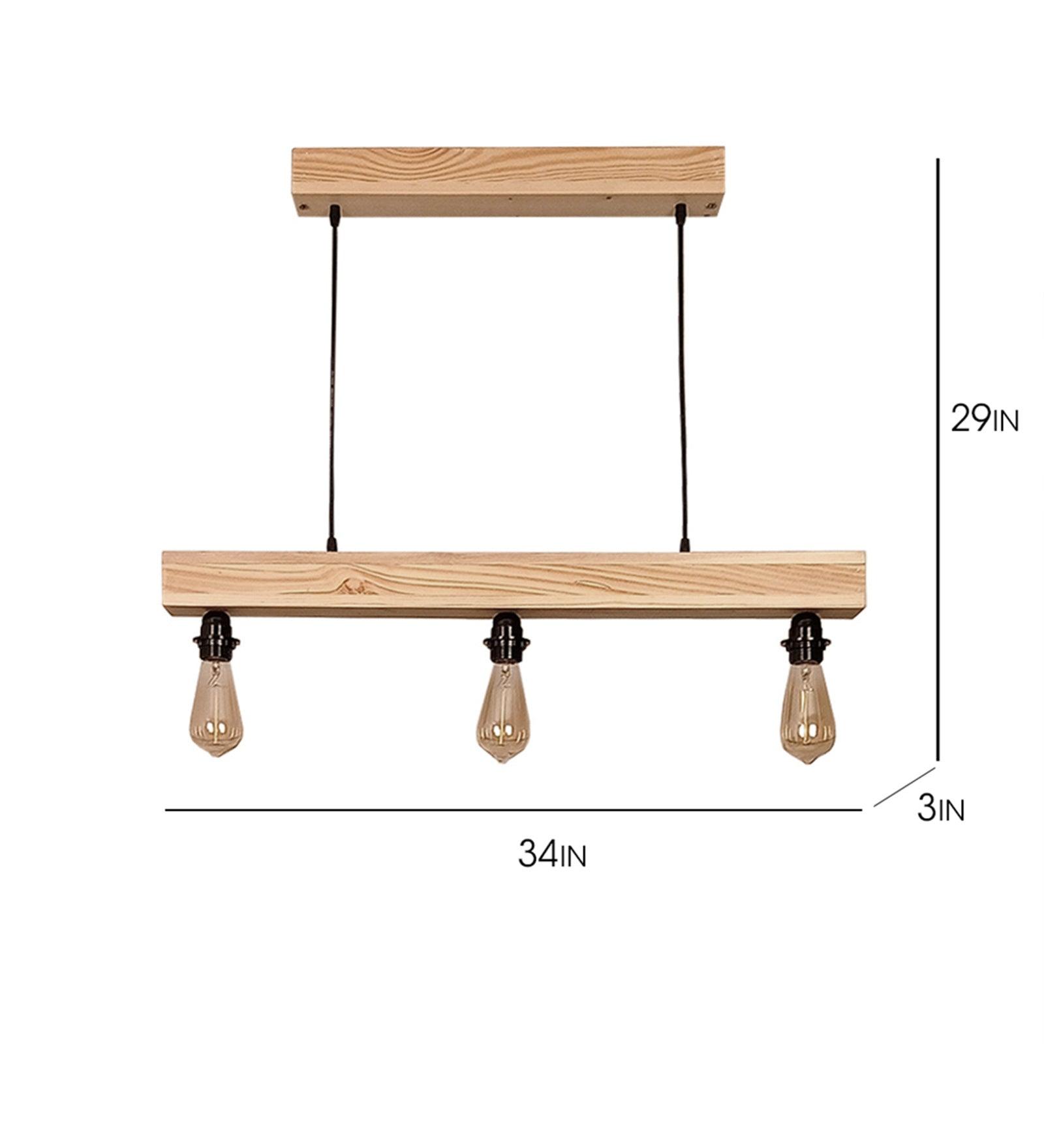 Tavern Beige Wooden 3 Series Hanging Lamp