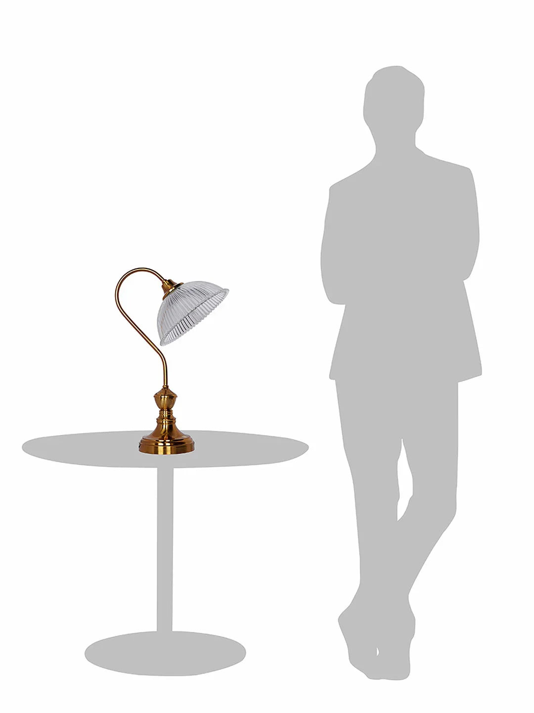 Antique Brass finished Retro Reading Lamp with Fluted Glass Bowl Shade