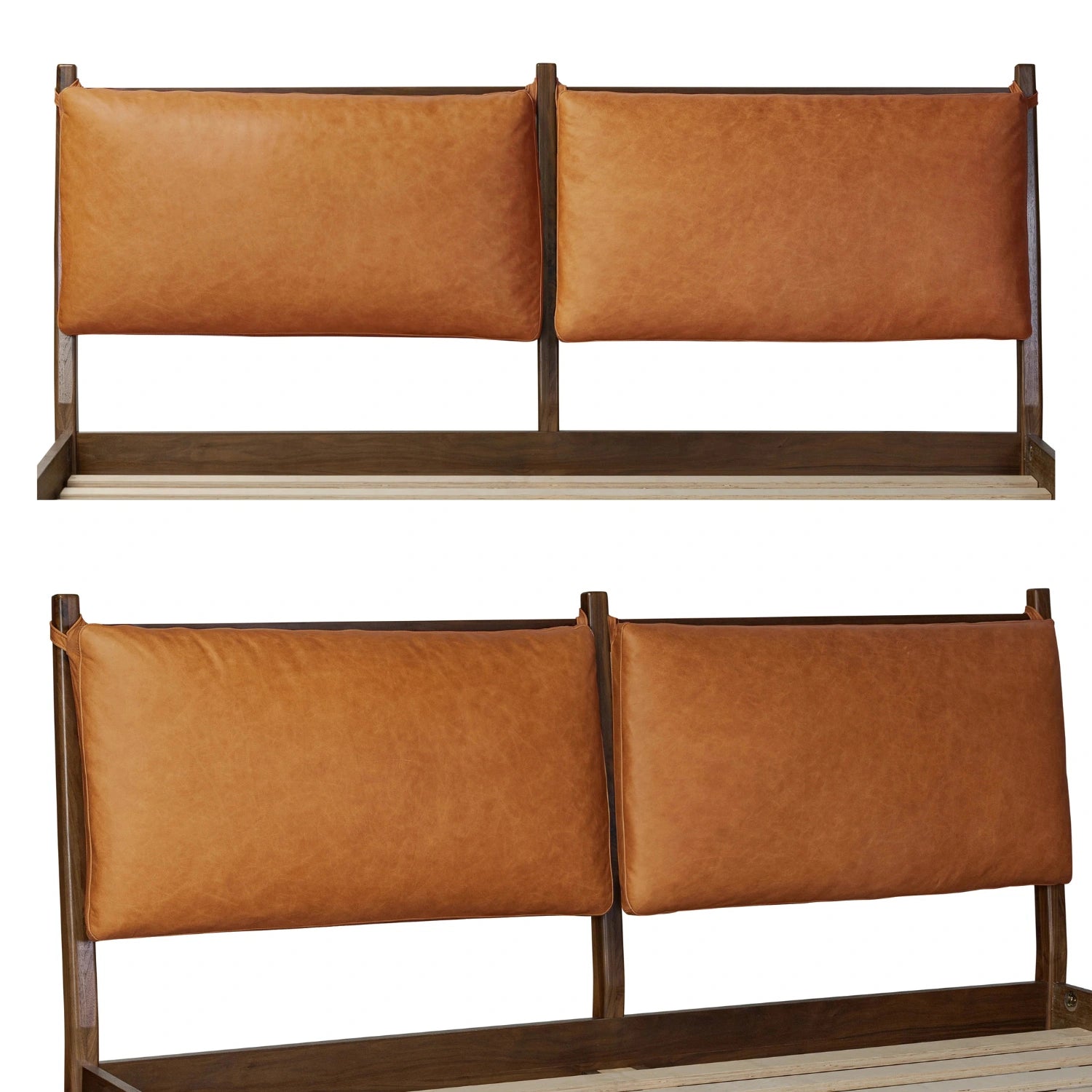 Cyprus Solid Teak Wood And Faux Leather/Fabric Upholstery King Size Bed