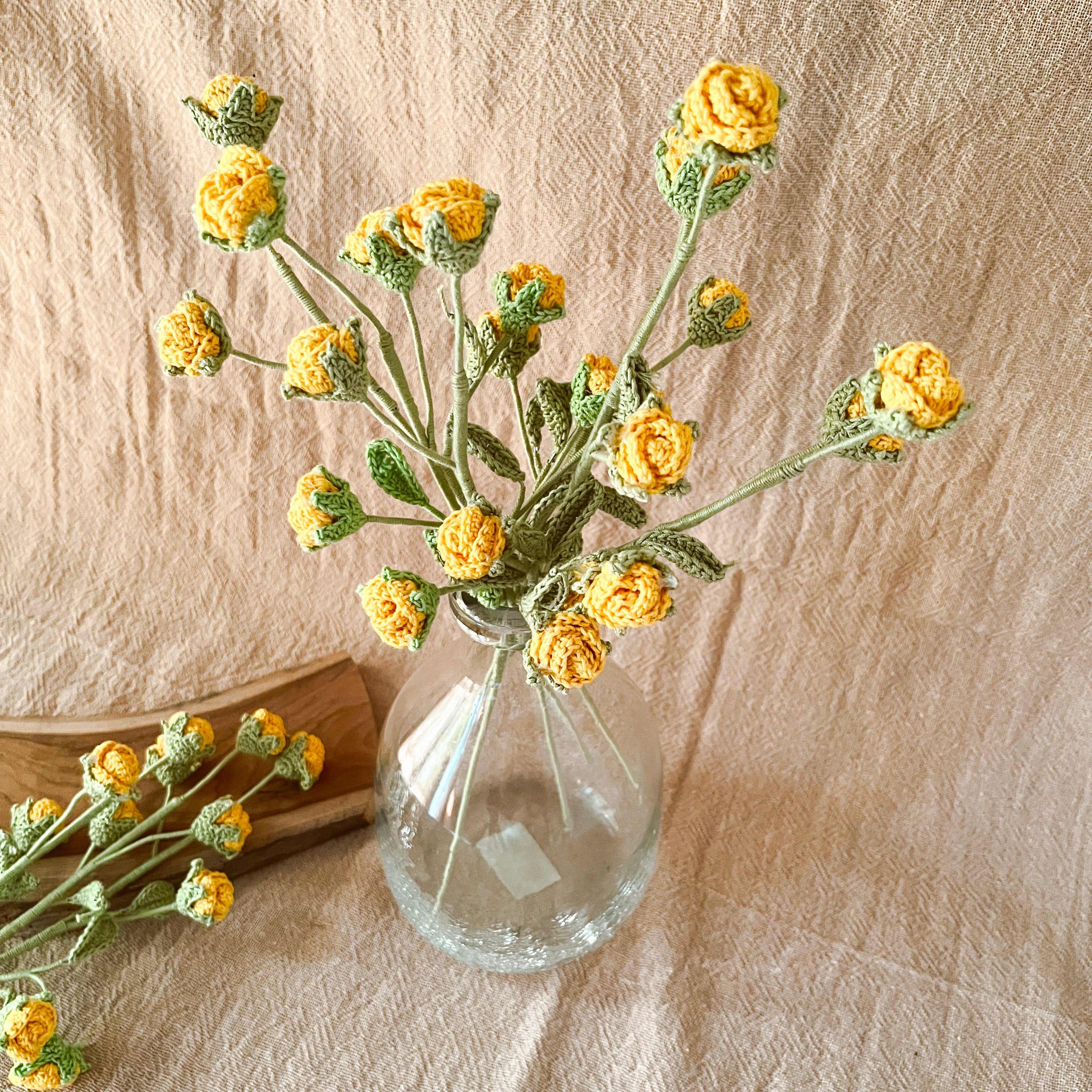 Crochet Yellow Mini Rose set of 2