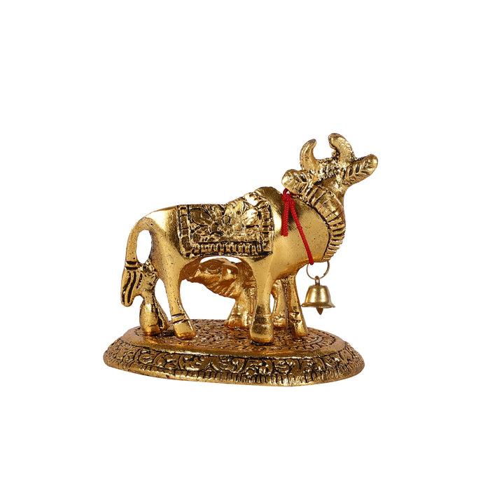 Attractive Golden Metal Kamdhenu Cow With Calf