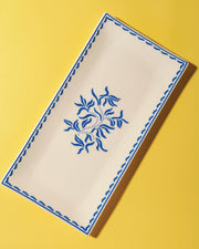 Porcelain Tamale Platter | Elegant Blue Snacks Serving Tray for Parties & Dining | Premium Ceramic Platter -1Pc