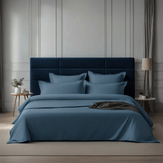Smoke Blue Cotton Bedding Set With Pillow Covers | King Size