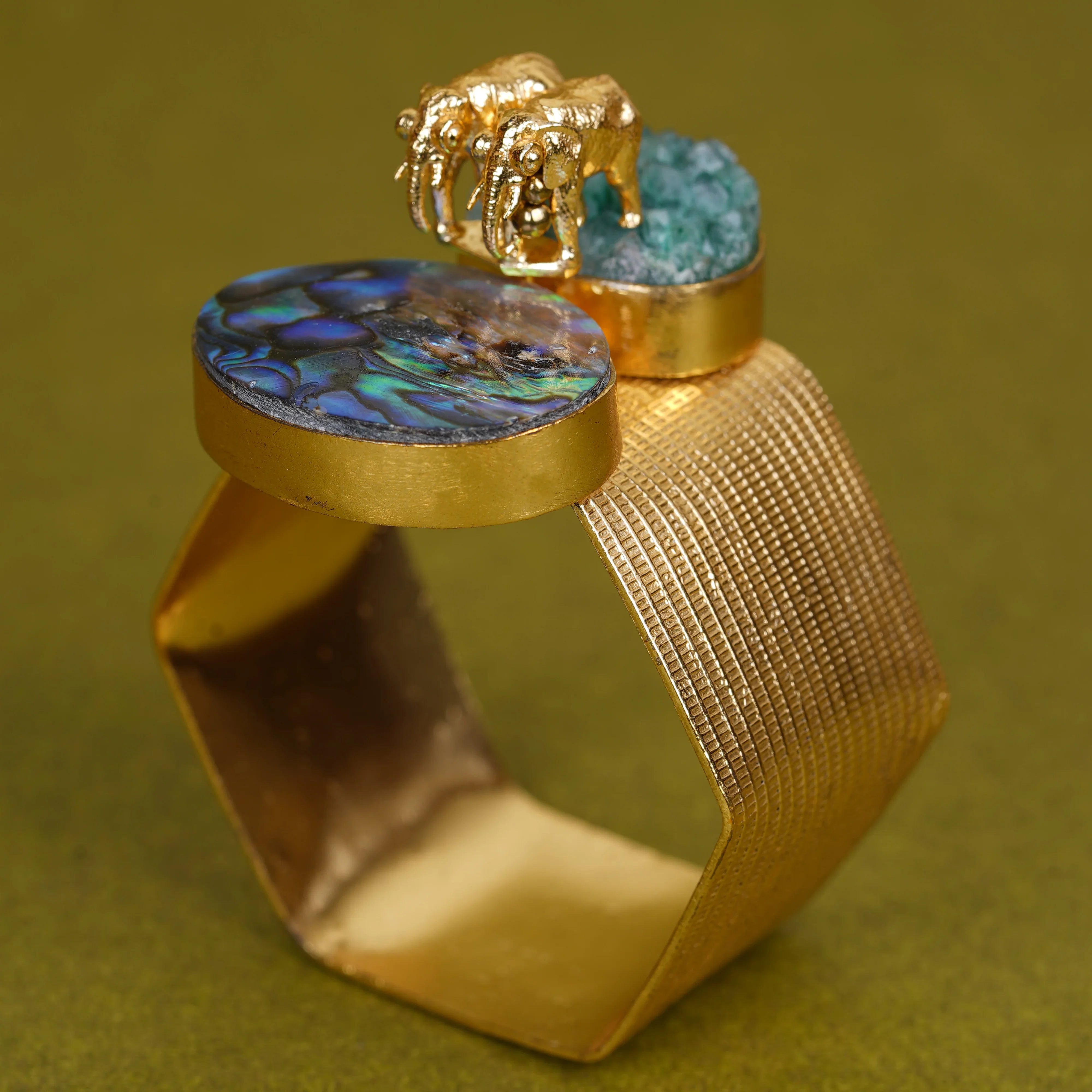 Napkin Ring On Druzy And Elephant